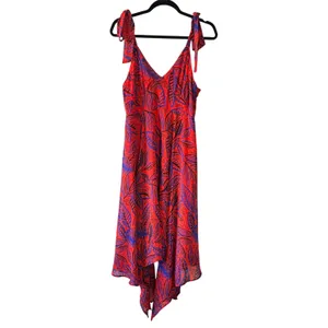 Alexis x Target Red Tropical Leaf Dress Women’s Medium NWT Asymmetrical Hem Boho thumbnail 2