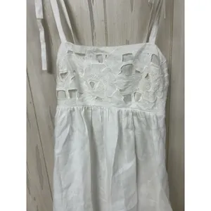Zimmermann Linen White Eyelet Broderie Sun Dress Bridal Resort Size 0 thumbnail 3