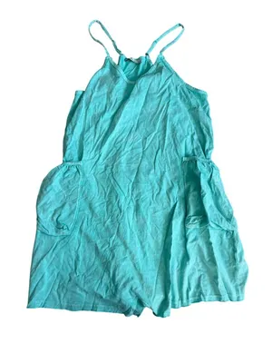 ZENANA Aqua Burnished Shorts Romper Size Large thumbnail 4