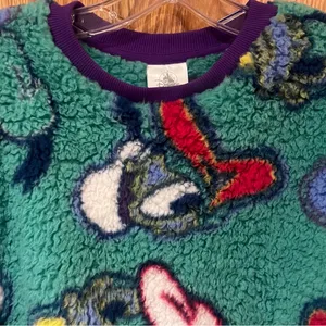 Disney Parks Donald Duck Sherpa‎ Fleece Pullover Crewneck Sweater Sweatshirt XS thumbnail 2