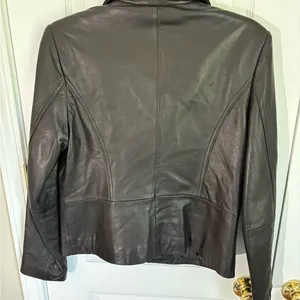 Madison Studio Black 100% Leather Jacket Cropped Zip Genuine Leather S thumbnail 3
