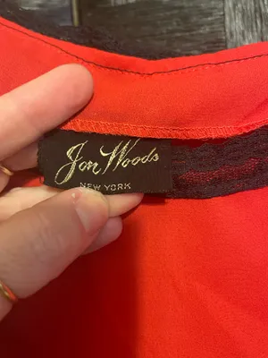 Vintage Jon Woods Shirt New York Red Black Lace 70's Sheer Womens Top Classic thumbnail 8