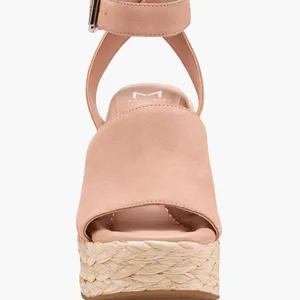NEW MARC FISHER LTD Nelly Ankle Strap Wedge Sandal In LIGHT NATURAL 111 thumbnail 5