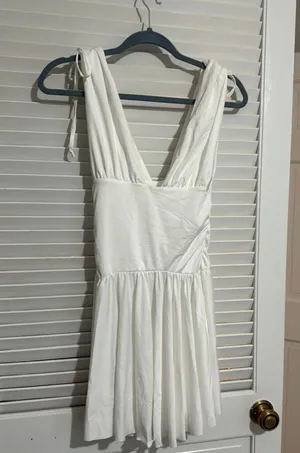 Princess Polly White Tie Mini Dress thumbnail 2