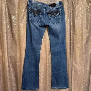 Miss Me Chain Pocket Low Rise Bootcut Western Rhinestone Jeans Size‎ 28 thumbnail 2