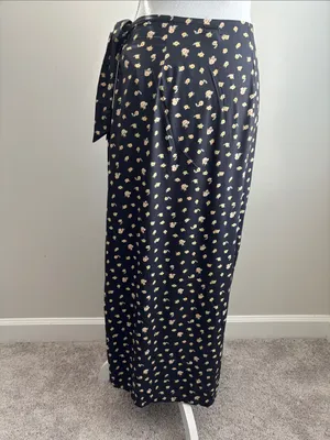 NWT Billabong Ocean Air Floral Maxi Wrap Skirt - Black / Yellow (Size Small) thumbnail 6