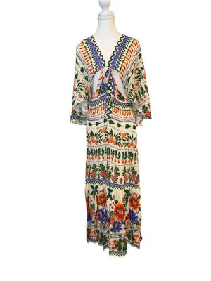 FARM Rio for Anthropologie V-Neck Kaftan Maxi Cut-Out Dress thumbnail 9