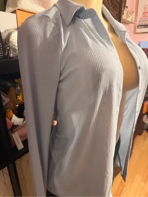 Abercrombie & Fitch Pale Blue Ribbed Knit Top thumbnail 2