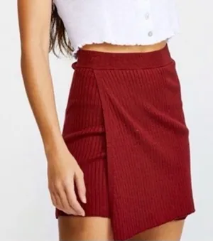 Free People Mod Wrap Skirt in Wine thumbnail 1