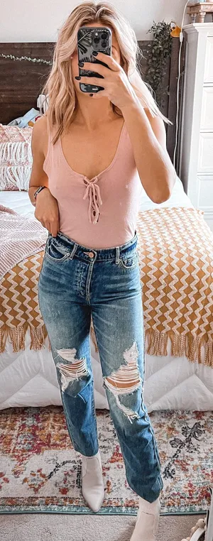 Me to We Baby Pink Tie Up Bodysuit thumbnail 1