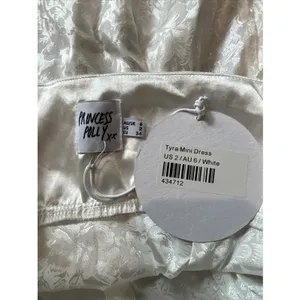 Princess Polly New White Tyra Mini Dress Satin Cottagecore Peasant Bridal thumbnail 5