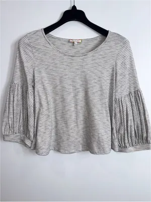 Anthropologie Eri + Ali Trina striped bubble sleeve tee size medium thumbnail 2