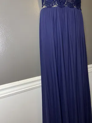 Sherri Hill Dress Womens 8 Blue Lace Illusion Bodice Open Back Maxi Formal Prom thumbnail 7