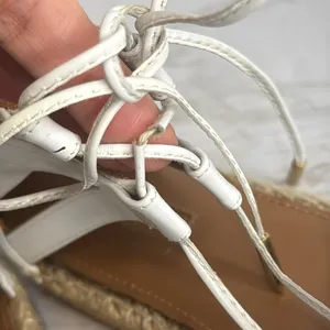 Aquazzura Belgravia Printed Leather Flats Espadrille‎ White Size 8.5 cute spring thumbnail 8