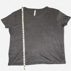 Heather Gray Ribbed Short Sleeve Baby Tee with Pocket, size Large thumbnail 4