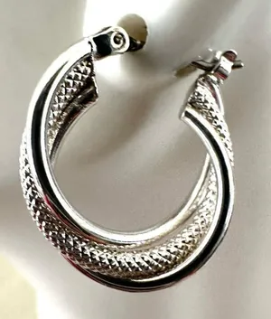 Silver tone small twisted hoop earrings thumbnail 1