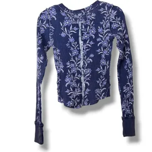 NEW Free People Pretty Little Folk Vines Soft Thermal Long Sleeve Cotton Top XS thumbnail 6