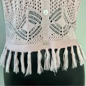 CRAVE FAME Crochet Fringe Crop Top Womens Size Large Boho Kawaii Pastel Festival thumbnail 4