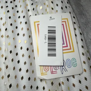 New LuLaRoe Womens Size Large Lucy Skirt White Gold Foil Diamond Lined Party thumbnail 6