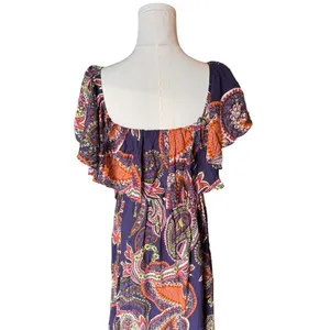 Baltic Born - Off Shoulder Maxi Dress Purple Paisley Sz M thumbnail 5