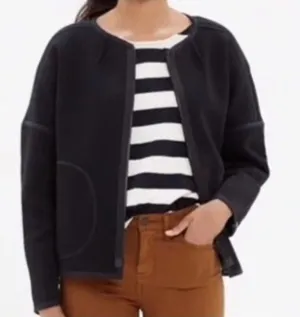 Madewell Oversized The Everywhere Black Jacket Full Zip Size XS Bomber Jacket thumbnail 1