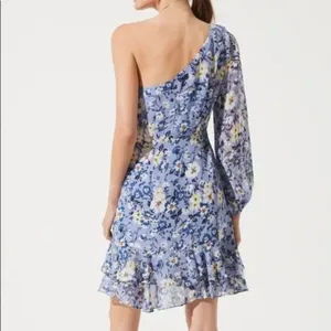 ASTR The‎ Label Floral One Shoulder Ruffle Mini Dress Fairy Womens Size Small thumbnail 3