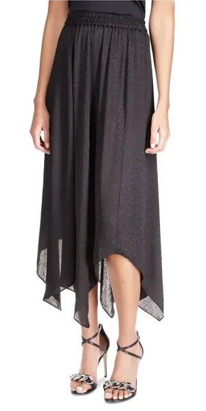 Michael Kors Women's Cheetah-Print Handkerchief-Hem Skirt Black XL thumbnail 1
