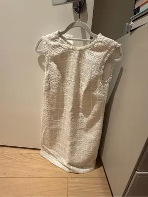 Ann Taylor Sleeveless Cream Tweed Shift Dress thumbnail 7