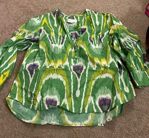 Anthropologie green blouse M‎ thumbnail 1