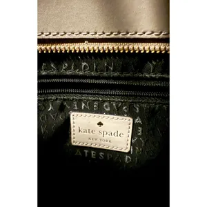 NWOT Kate Spade Black n Beige Leather Kristen Top Zip Tote Bag thumbnail 9