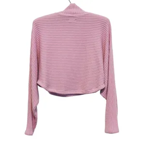 Pilcro Womens Ribbed Batwing Sweater Oversized XS Pink Coquette Preppy Ballet thumbnail 3