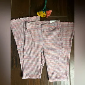 American Eagle Pink Flare High Waisted Pants Regular thumbnail 6