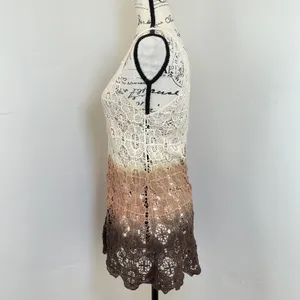 Coco‎ + Carmen Crochet Lace Tank Top Womens S/M Brown Ombre Boho Excellent thumbnail 2
