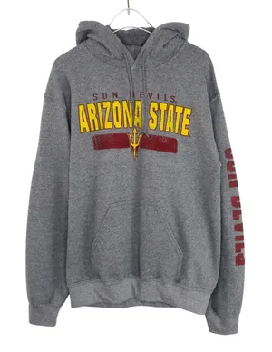 90s Vintage Arizona State University Sun Devils Gray Hoodie Sweatshirt Medium thumbnail 1