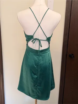 Princess Polly green ruched neck cutout mini dress thumbnail 4