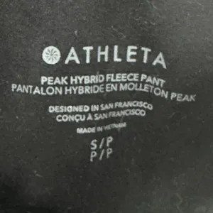 Athleta Peak Hybrid‎ Fleece Flare Pants Women's Size Small Black Zip Pockets thumbnail 7