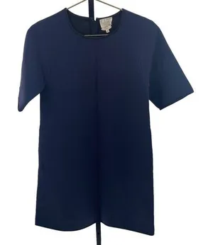Wilfred Le Fou XS Scuba Shirt Dress Dark Blue Black Contrast Old Money‎ Preppy thumbnail 1