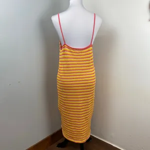 Zara Striped Crochet Knit Midi Dress Medium thumbnail 5