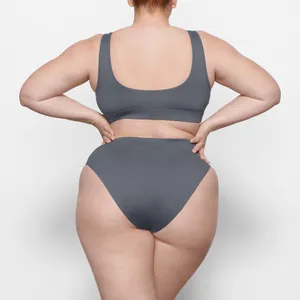 Skims Signature Swim Scoop neck tank bikini top Gunmetal S NWT ( sold out) thumbnail 2