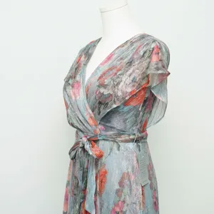Eliza J Metallic Floral Drape Shoulder Gown thumbnail 6