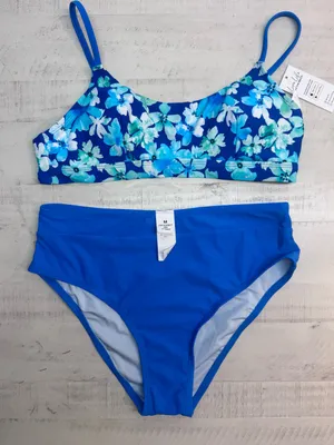 Cupshe Blue Floral Two-Piece Swim Set nwt size medium thumbnail 1