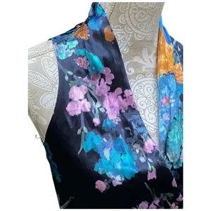 Quiet Luxury Watercolor Floral Bouquet Satin Wrap Maxi Dress Vince Designer XS thumbnail 5