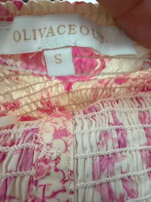 Olivaceous Pink Floral Smocked Strapless Peplum Top Size S thumbnail 5