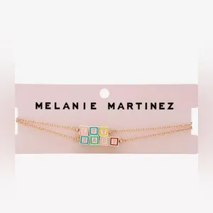 Colorful Block Letter Necklace Gold thumbnail 2