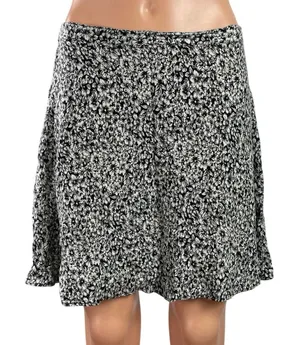 Kimchi Blue Black White Floral Mid Waist Zip Flare A Line Mini Skirt Size M thumbnail 1