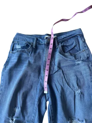 Levi’s medium-wash, high-waisted distressed straight-leg jeans thumbnail 6