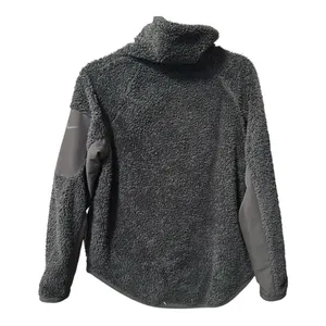 Nike Black Charcoal Gray Sherpa Fleece‎ Pullover Jacket Mens Medium Womens L thumbnail 1