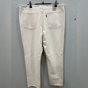 Levi's Women's Size 12 Wedgie Straight-Leg Ripped Waist Jeans White thumbnail 5