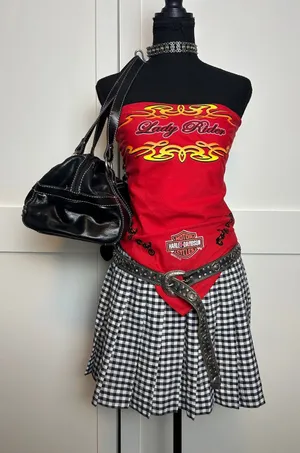 2004 Harley Davidson Lady Rider Bandana Red Tribal Motorcycle Y2K Biker Scarf thumbnail 1