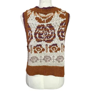 Free People Notes Of Rose Sweater Vest Neutral Combo Small NWT Bohemian Preppy thumbnail 7